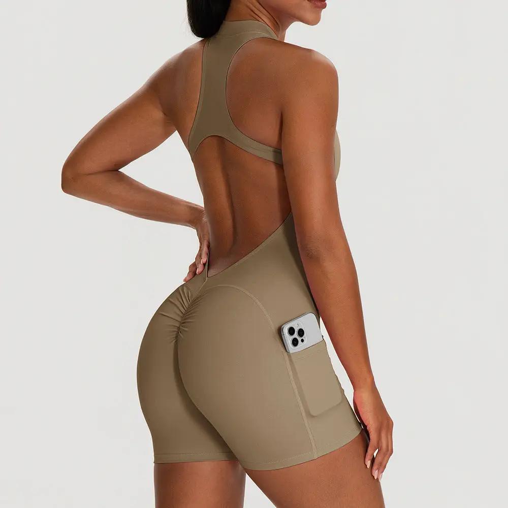 Tight-fitting Padded Peach-butt Fitness Bodysuit by GJG Denim