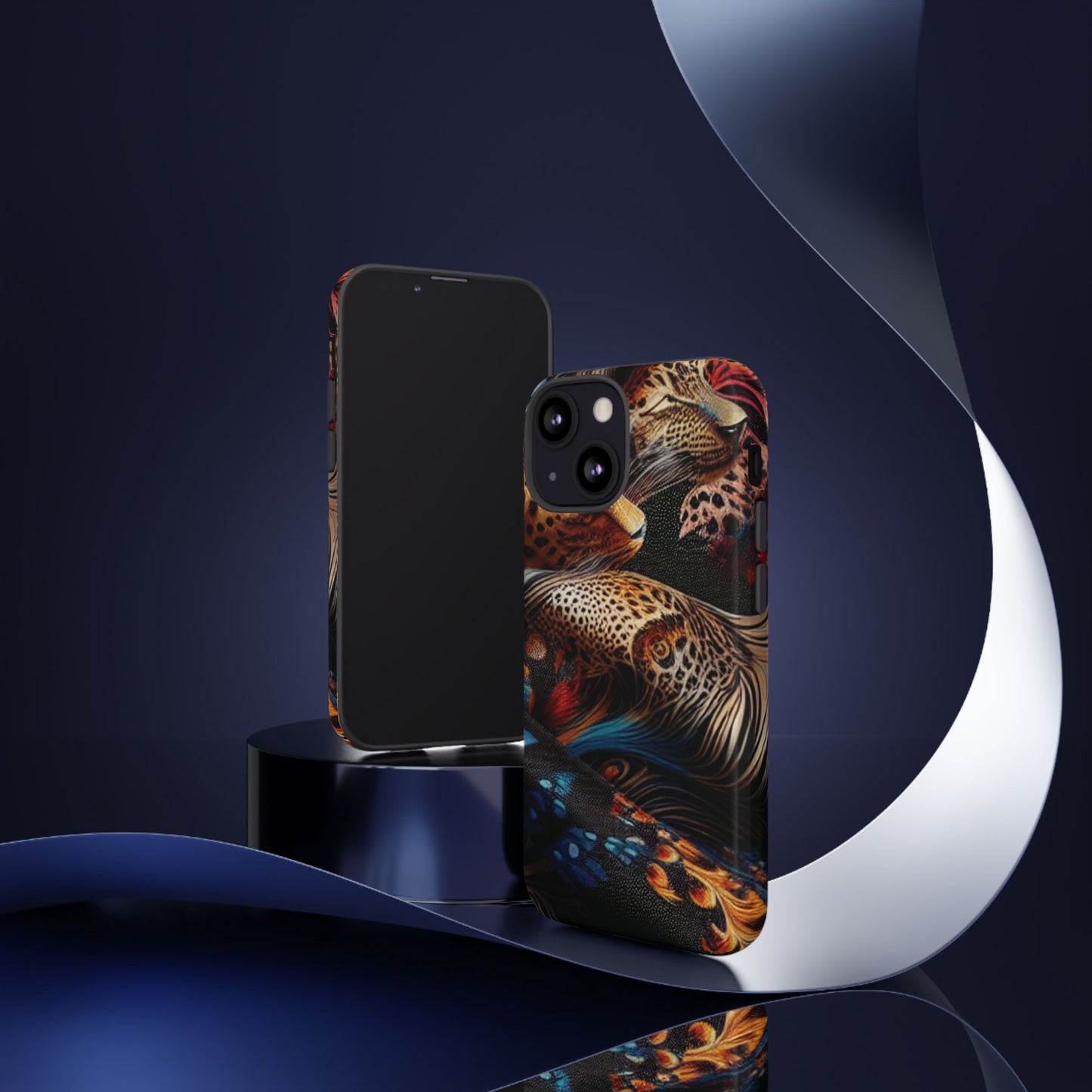 Stylish Tough Phone Case with Elegant Black and Gold Design