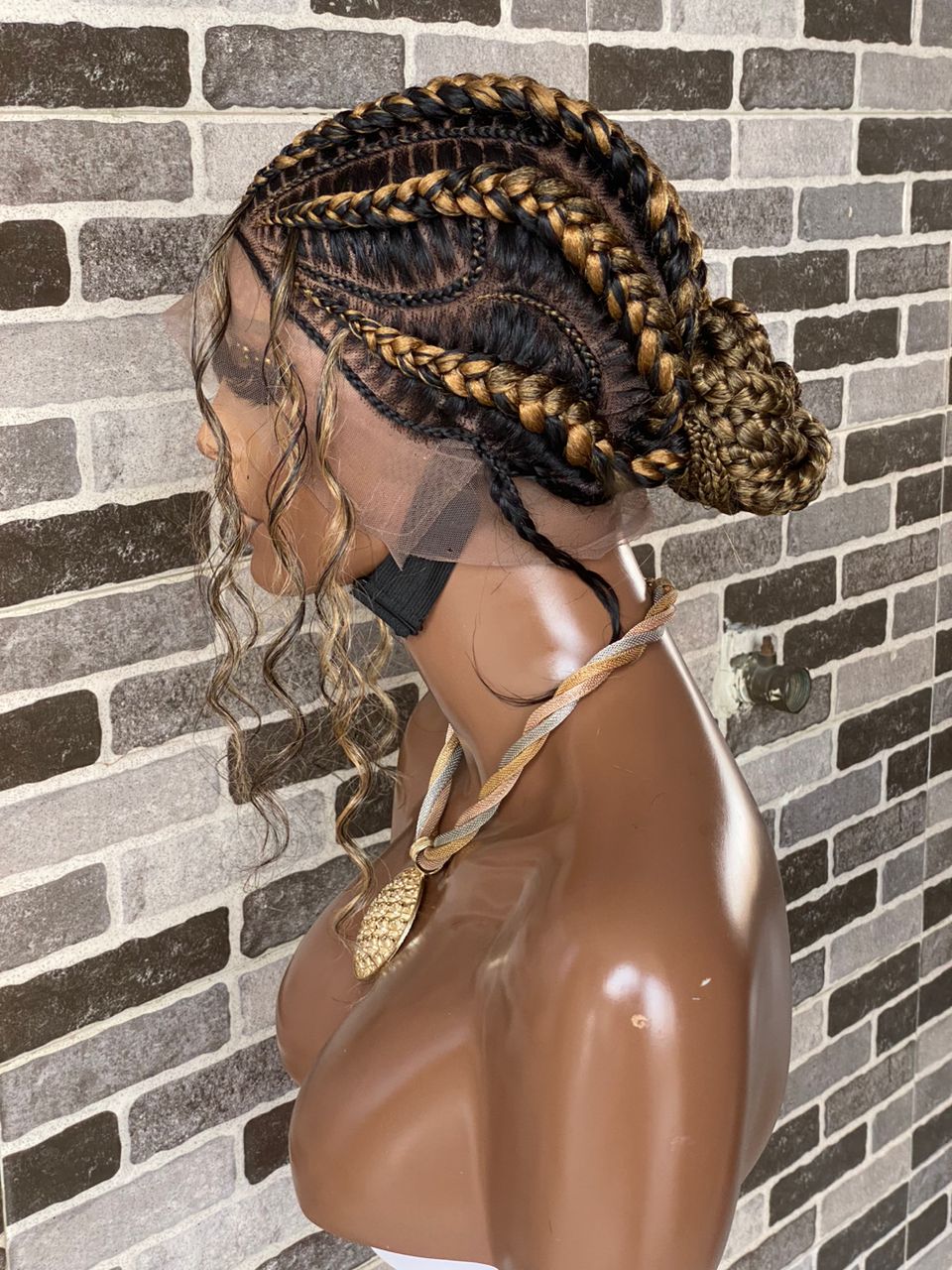 Feeding Braid Cornrow Wig (100% Human Hair Full Lace Base) -Janisa braid