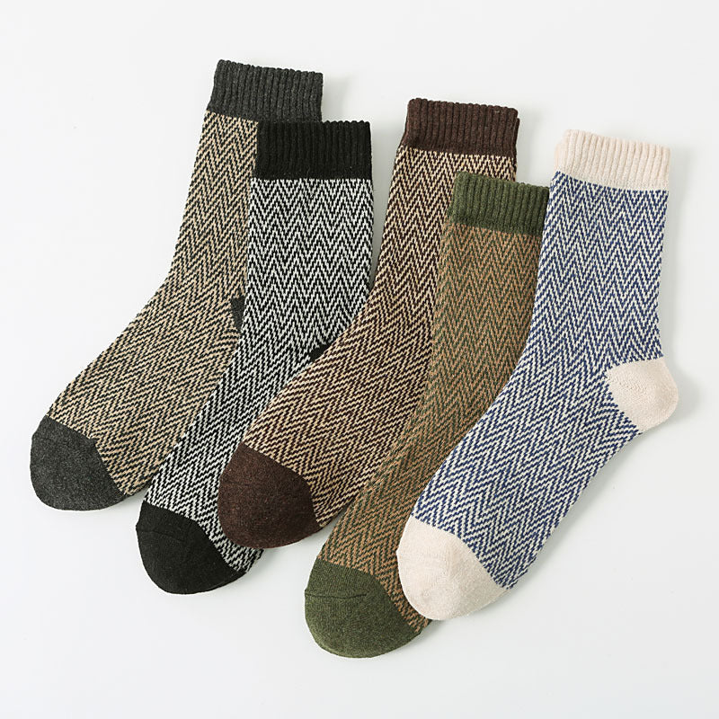 Retro Large Square Wool Socks For Men by GJG Denim