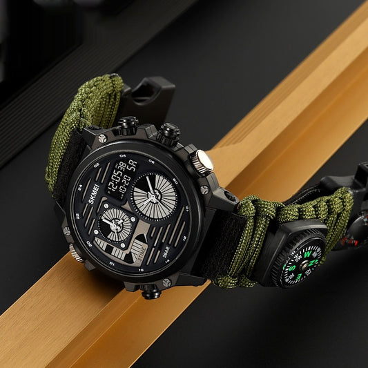 Men's Outdoor Exploration Multi-Function Waterproof Silicone Paracord Watch