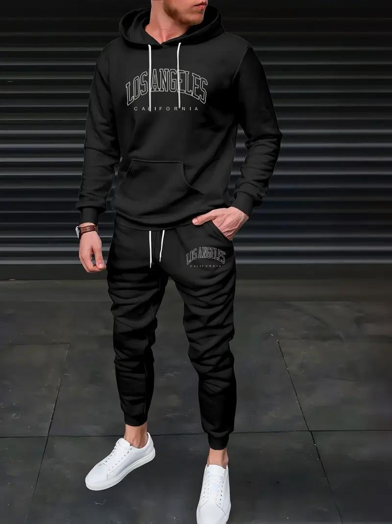 Men's Fleece-lined Letter Print Suit