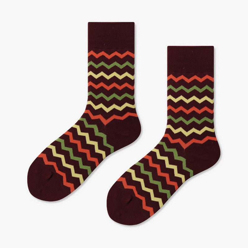 Men's Creative And Minimalist Printed Casual Breathable Mid Length Socks