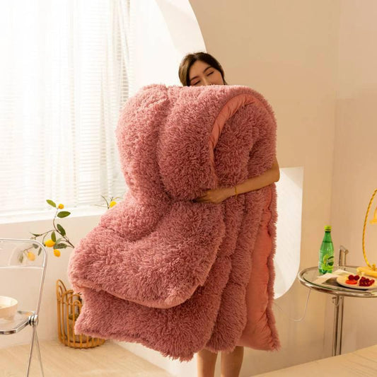 Super Soft Long Fleece Mink Crystal Velvet Thickened Warm Winter Quilt by GJG Denim