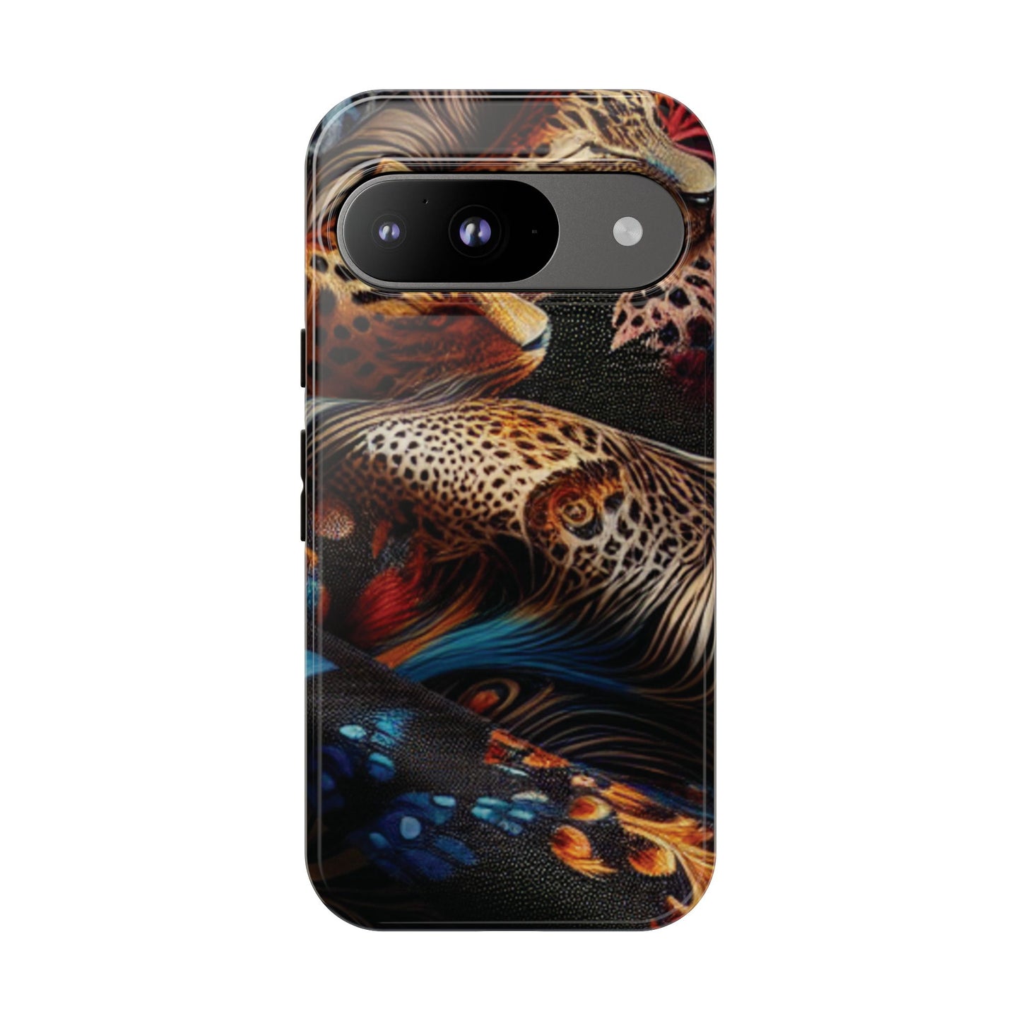 Stylish Tough Phone Case with Elegant Black and Gold Design