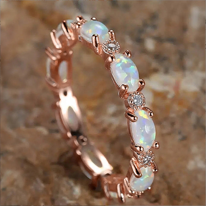 Platinum Heart-shaped Full Of Diamond Opal Ring