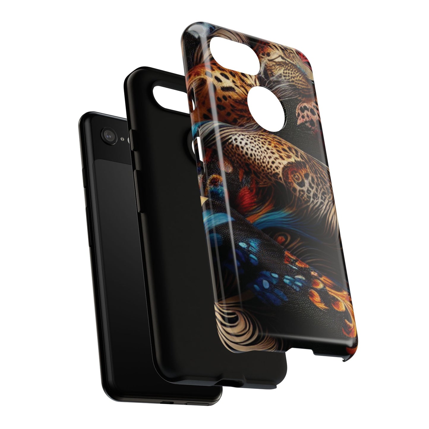 Stylish Tough Phone Case with Elegant Black and Gold Design