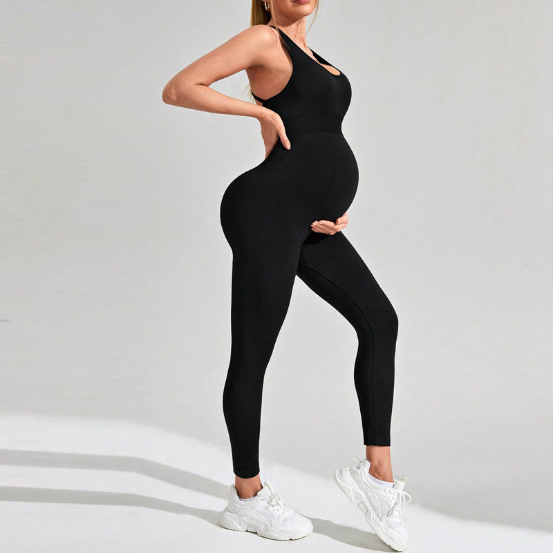 Jumpsuit Maternity Tight Fitness Yoga Clothes High Waist Hip Lift Trousers