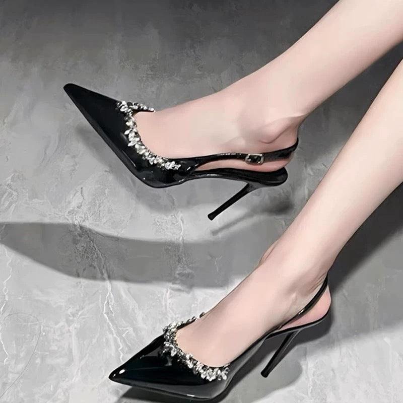 Special-interest Design Rhinestone Trim High Heels For Women by GJG Denim