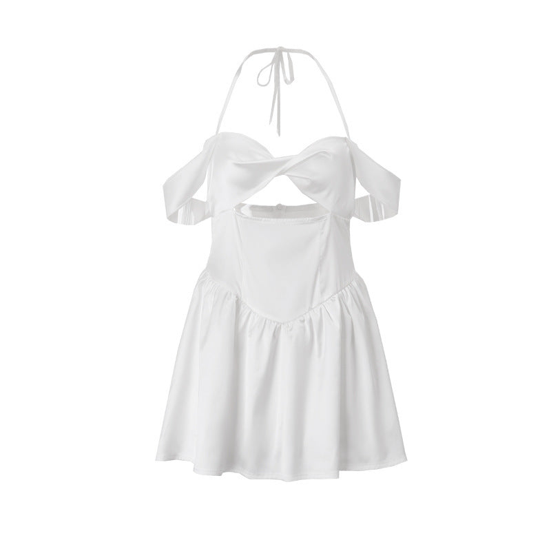 Women's Waist Slimming American Style Trend Solid Color Dress