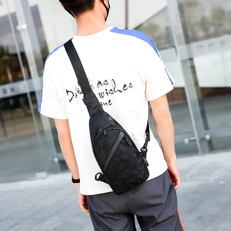 Men's Camouflage Chest Bags With Headphone Hole