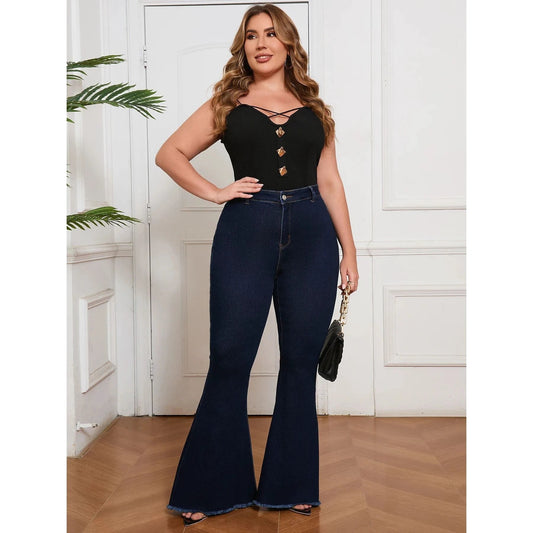 Curvy Fit High Waisted Flared Jeans For Women Plus Size Sret by GJG Denim