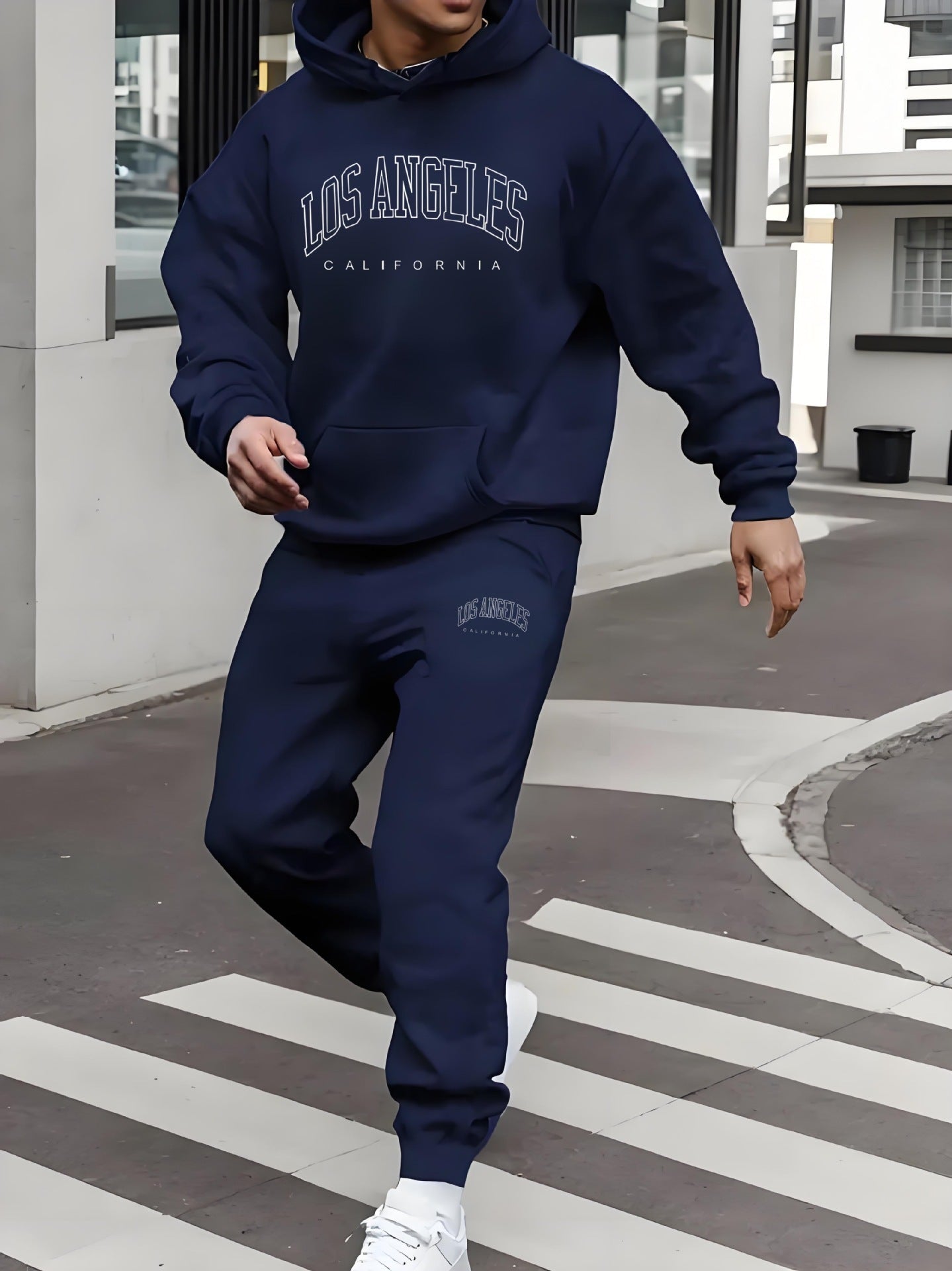 Men's Fleece-lined Letter Print Suit