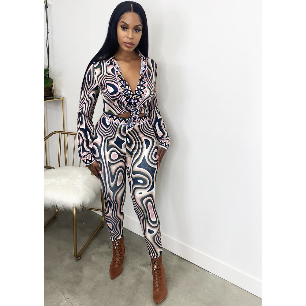 Printed Long Sleeve Matching Set