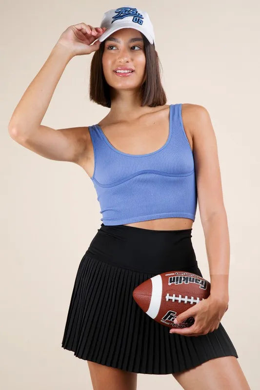 VERY J Pleated Activewear Skirt with Shorts Inside