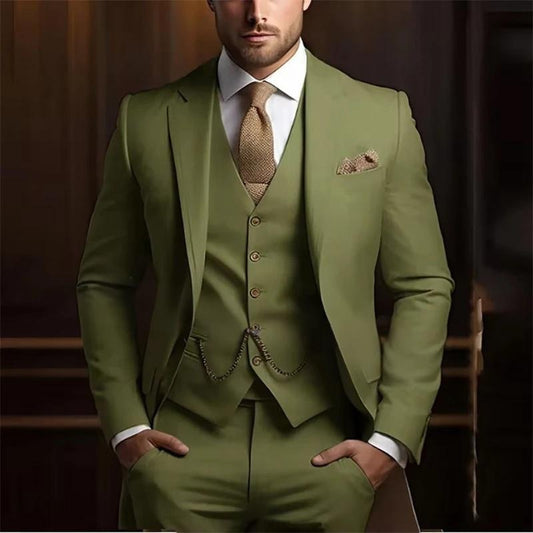 Men's High-grade Gentleman Temperament Slim Three-piece Suit