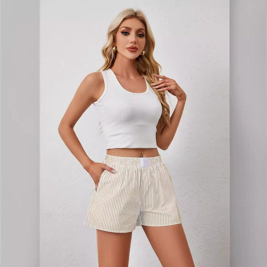 Fashion Individual Casual Striped Shorts For Women