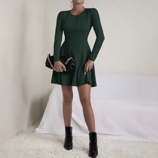 Women's Elegant Rib Knitted Skirt Solid Color