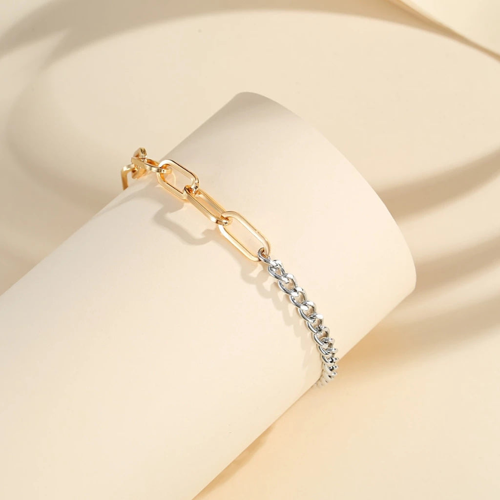 Women's Gold-plated Exquisite Simple Gold And Silver Stitching Bracelet