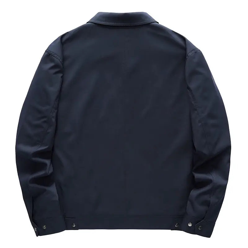 Slim Lapel Stand Collar Solid Color Jacket by GJG Denim