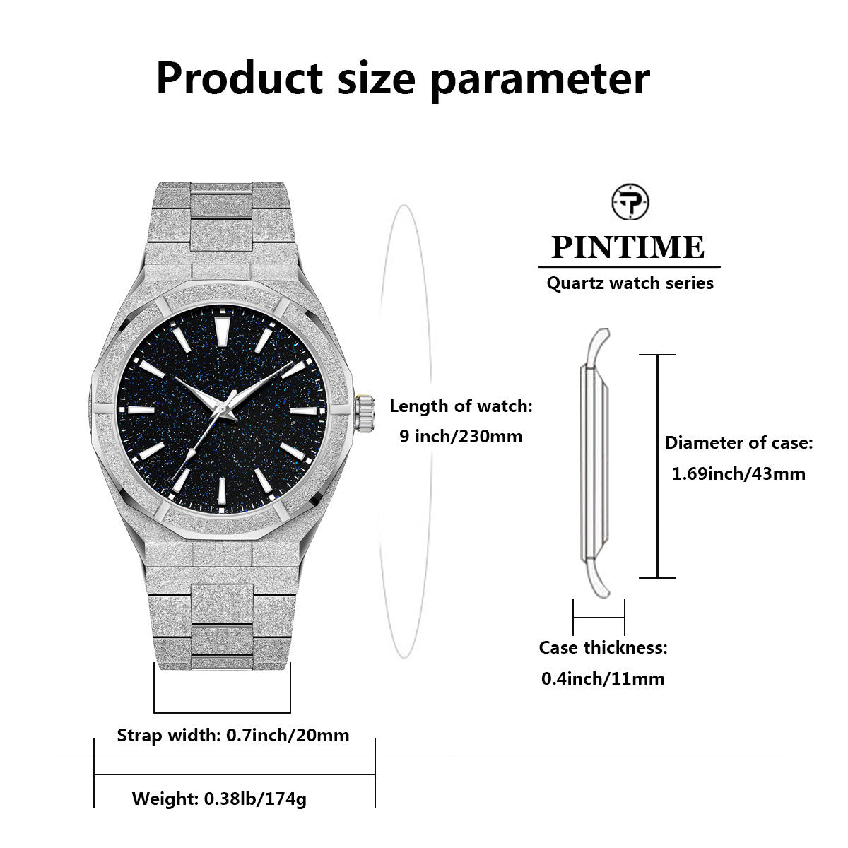 Men's Stainless Steel Frosted Luminous Business Watch