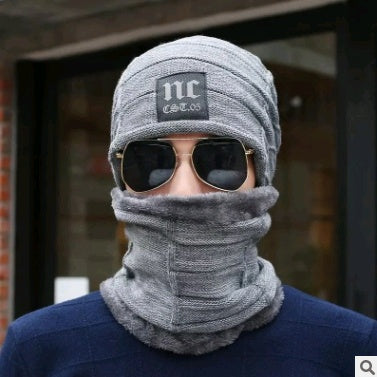 Men's Knitted Beanie and Neck Warmer Set