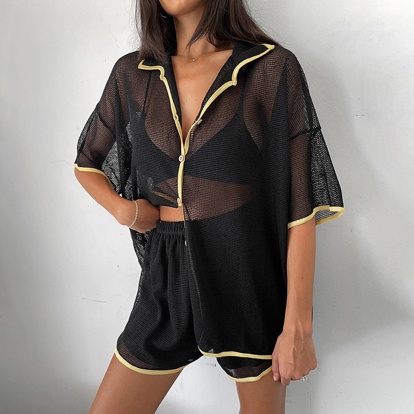 See-through Cardigan lounge set Two-piece Set For Women