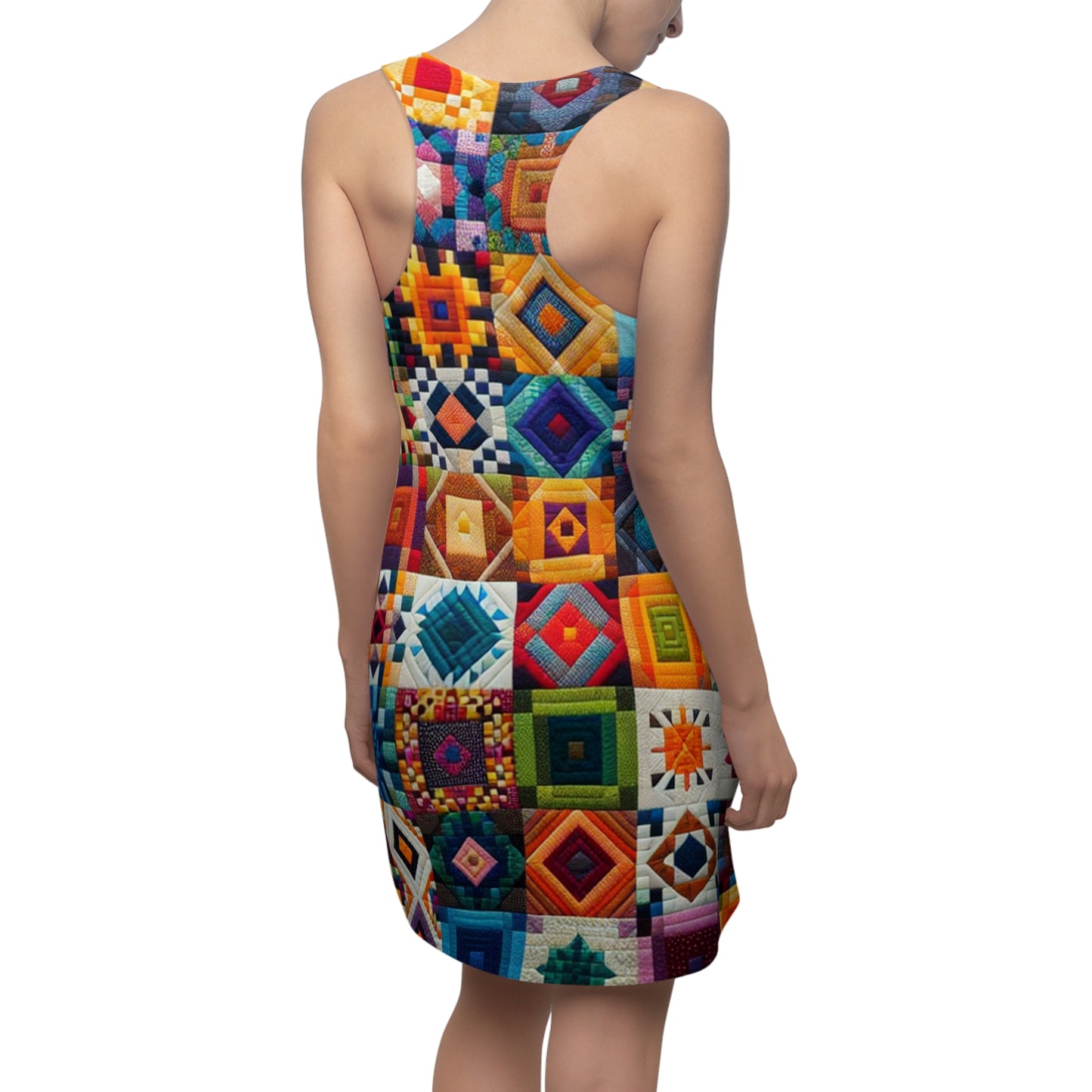 Colorful Patchwork Racerback Dress, Summer Dress, Bohemian Dress, Festival Outfit, Vacation Wear