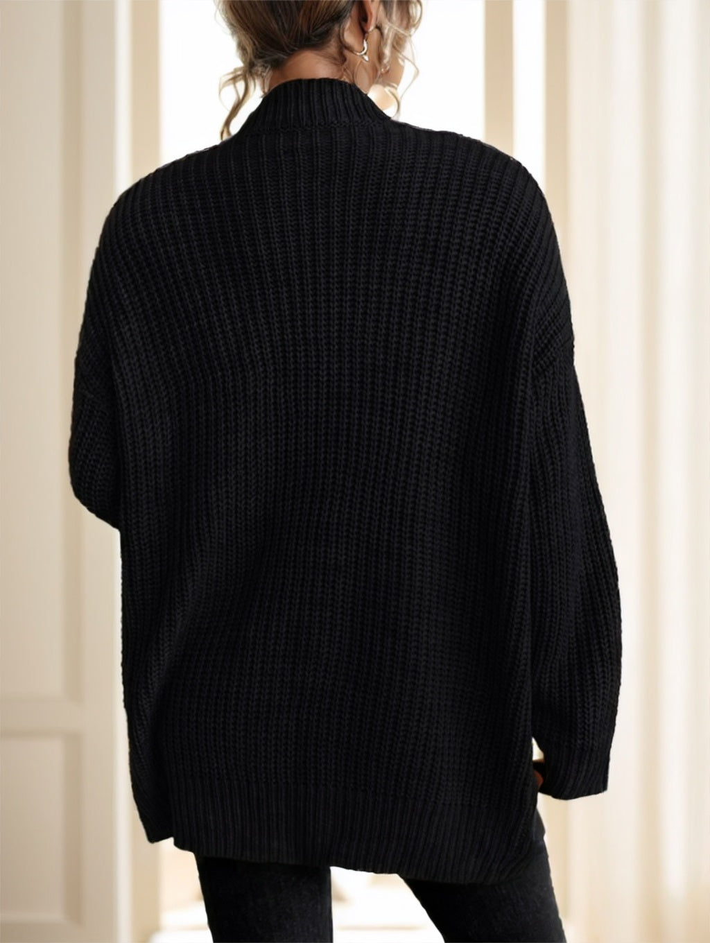 Chiquease Solid Dual Pockets Ribbed Knit Cardigan,Long Sleeve Tops