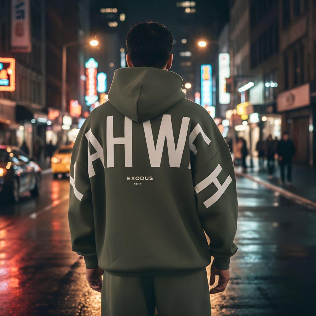 Men's Loose Letter Printed Hooded Sweater