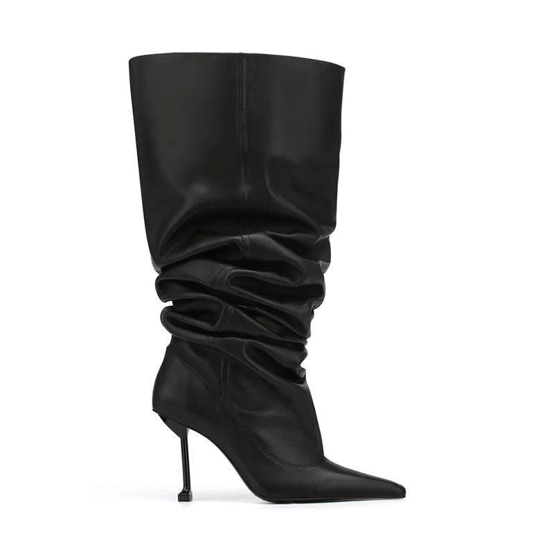 Big Tube Circumference Pointed Toe Stiletto Heel Catwalk Party Boots