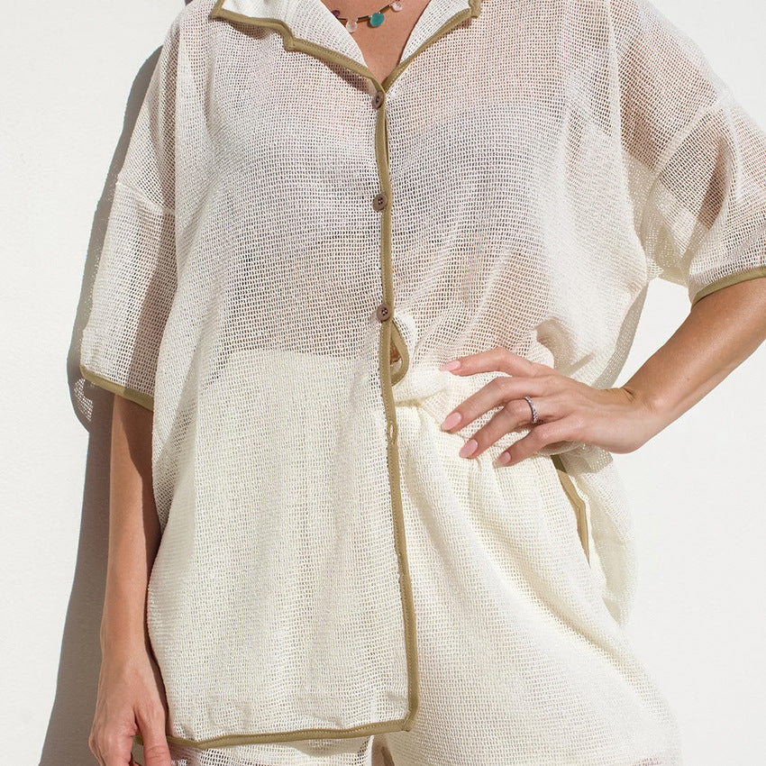 See-through Cardigan lounge set Two-piece Set For Women