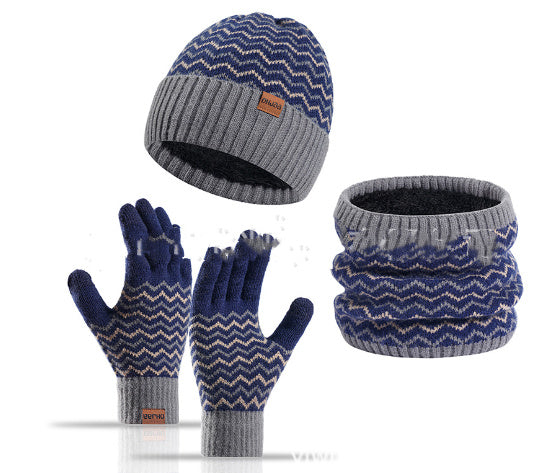 Men's Warm Cold-proof Neck Warmer, Knitted Beanie, and Knitted Gloves Set