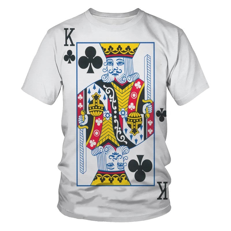 Poker Men's T-shirt 3D Digital Printing Short Sleeve by GJG Denim