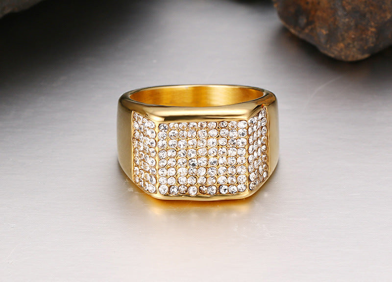Men's Titanium Steel Zircon Ring
