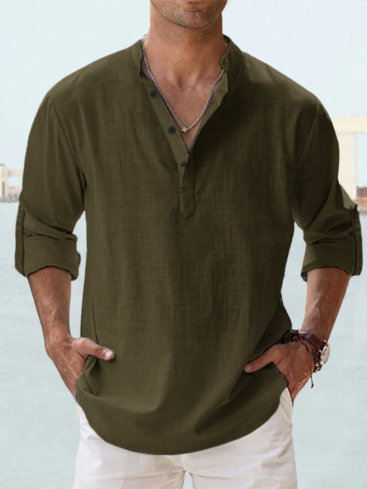 Men's Casual Cotton Linen Loose Shirts