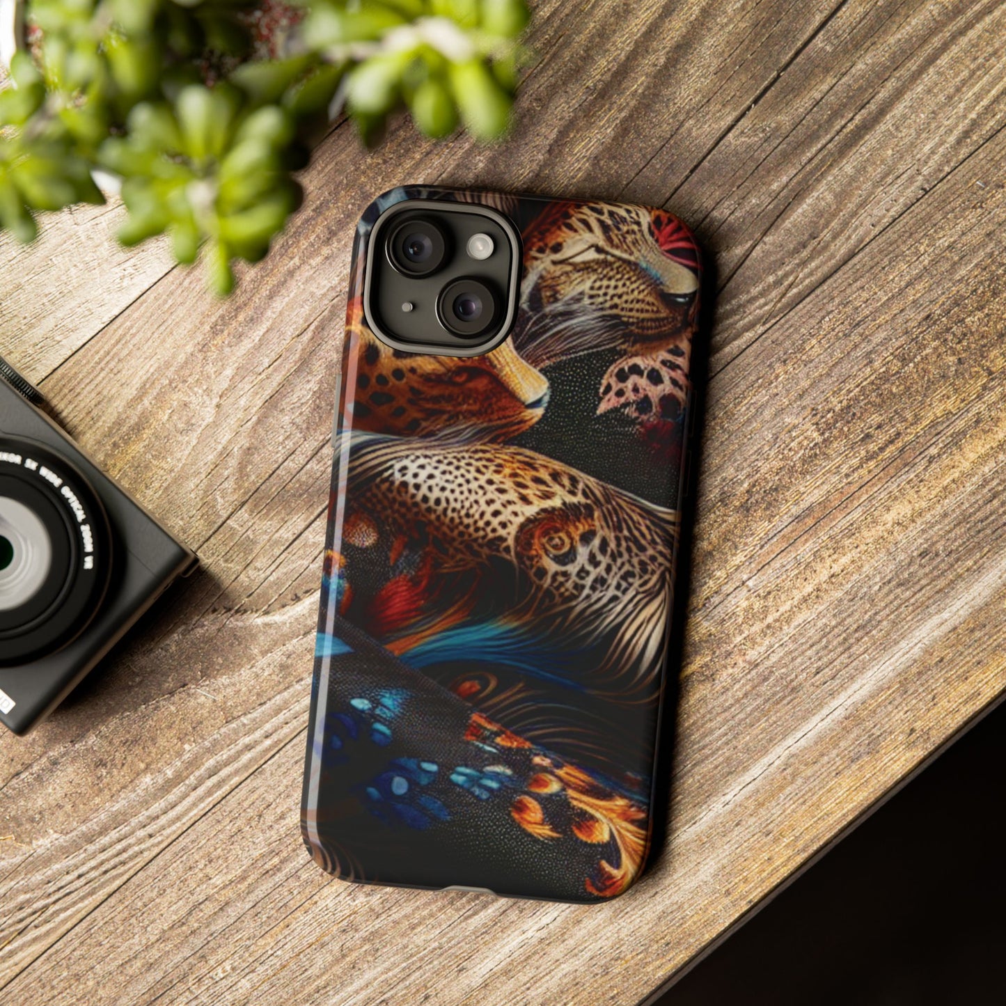 Stylish Tough Phone Case with Elegant Black and Gold Design