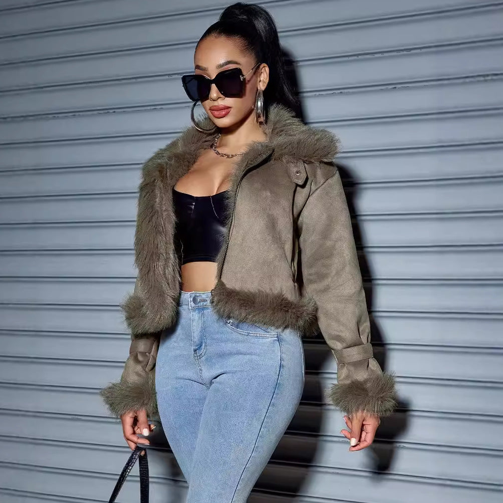 Suede Short Coat For Women Jacket