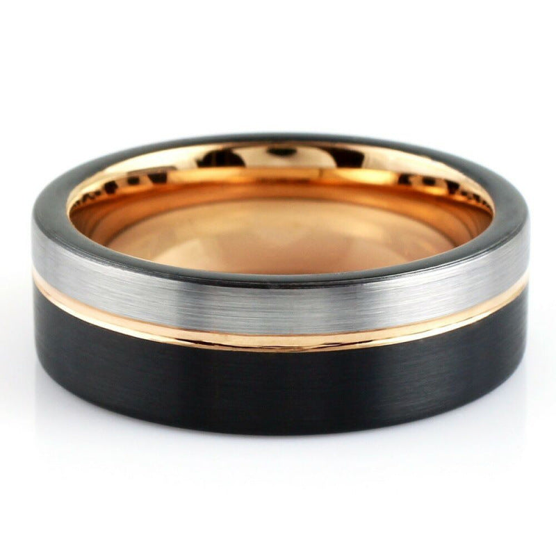 Trendy 8mm Black Tungsten Carbide Ring