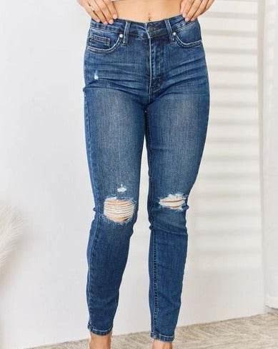 Judy Blue Full Size High Waist Distressed Slim Women Jeans by Zara-Craft