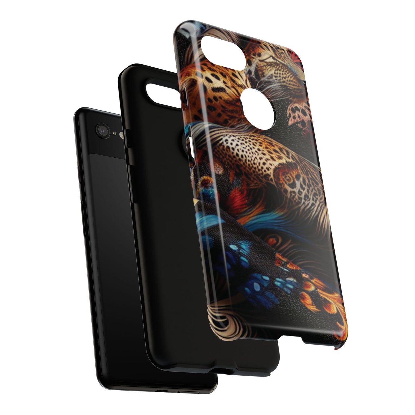 Stylish Tough Phone Case with Elegant Black and Gold Design