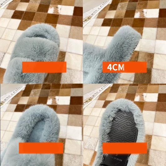 Fuzzy Slippers Women House Shoes Fluffy Bedroom Slippers by GJG Denim