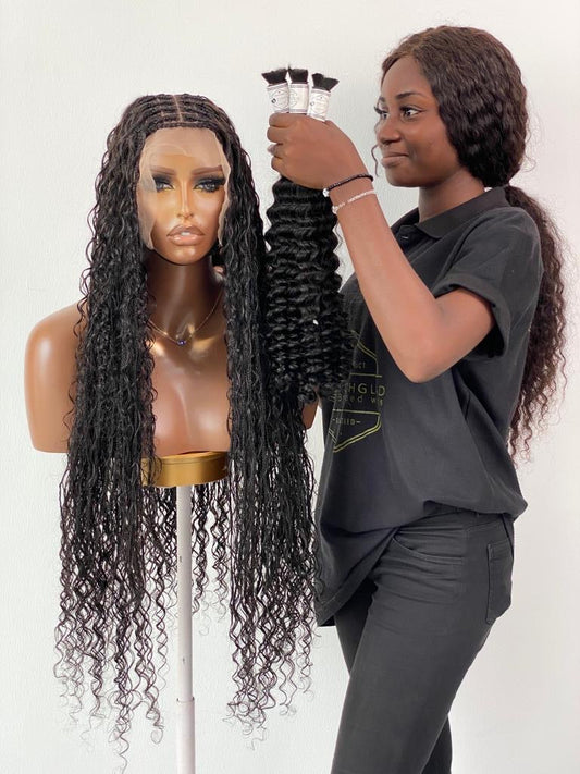 Bohemian humanhair Knotless-Ready to ship (Tara)