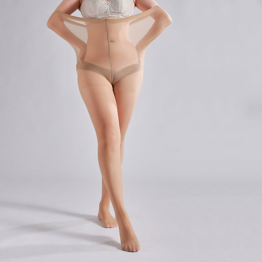 3 Pairs Plus Size Womens Sheer Tights 20D High Waist Control Top Pantyhose With Reinforced Toes by GJG Denim