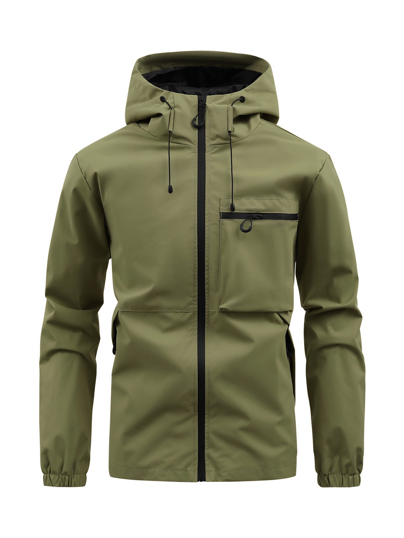 Men's Fashion Casual Hooded Solid Color Multi-pocket Work Pants Outdoor Coat