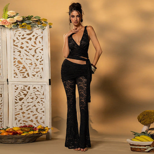 Women's Slim Fit V-neck Sling Vest Sheath Suit