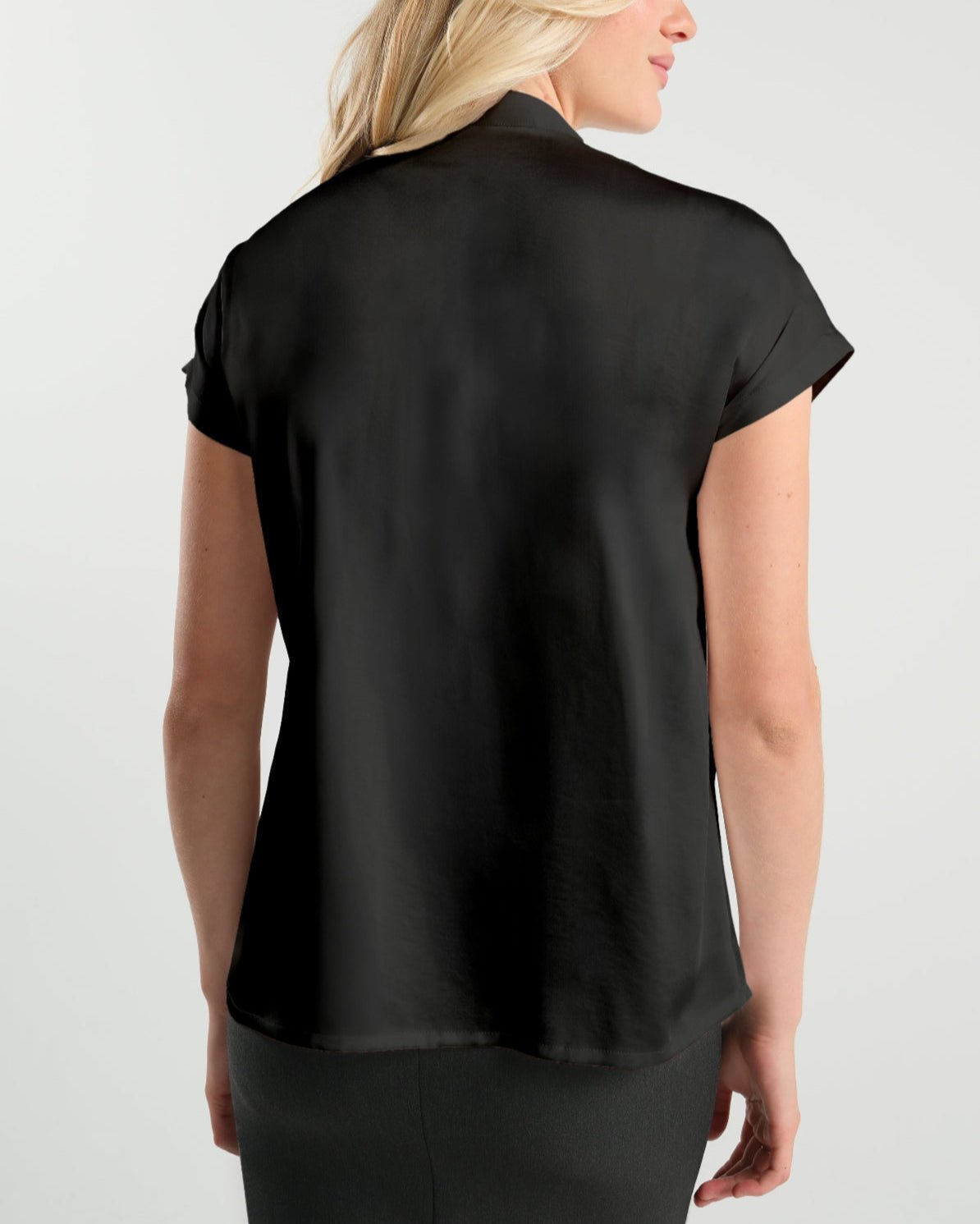 Short Sleeve Satin Maternity Shell Top with Concealed Nursing Zip