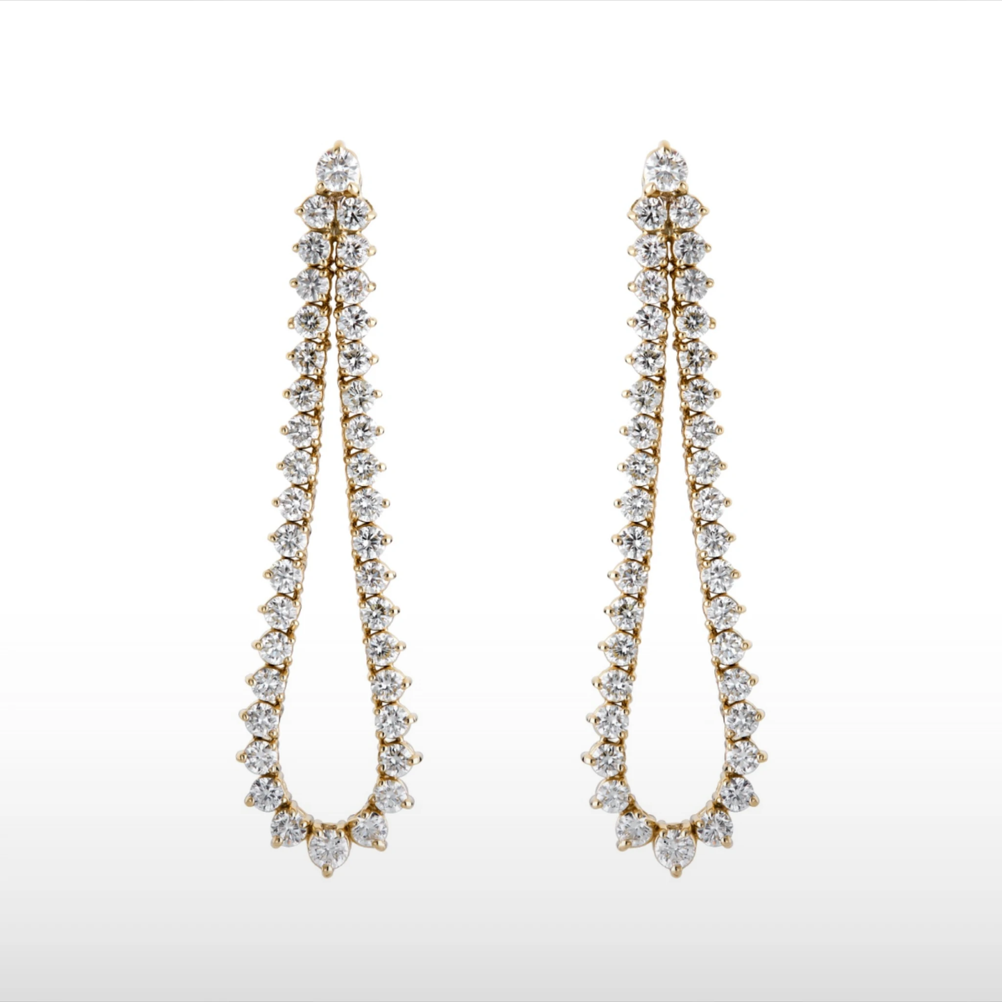Natural Diamond Graduating Teardrop Hoop Earrings in 14K Yellow Gold – 3.19ctw by Jewelry Mazal