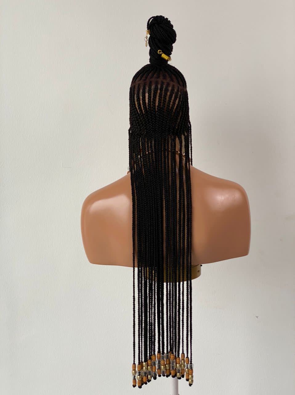 Queen Arewa Cornrow Beaded Wig (100% Full Lace Base) Color 1B