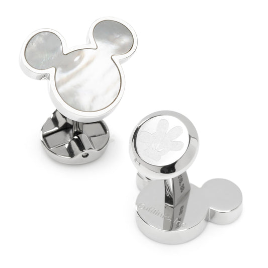Disney Mickey Mouse Mother of Pearl Cufflinks and Tie Clip Gift Set